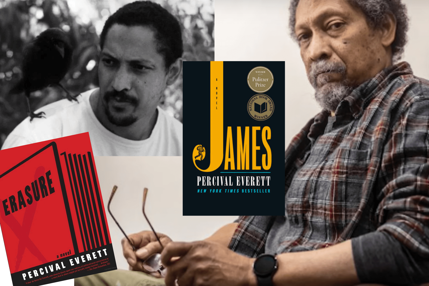 Percival Everett - two headshots with James and Erasure