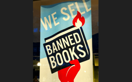 Poster that says We Sell Banned Books