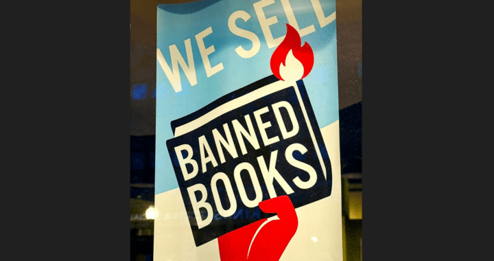 Poster that says We Sell Banned Books